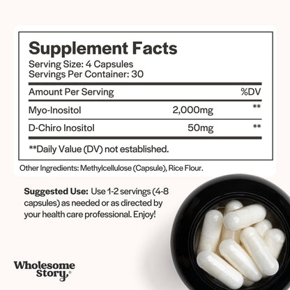 Wholesome Story Myo-Inositol & D-Chiro Inositol Supplement for Women | Fertility Supplements for Hormonal Balance & Ovarian Health Support