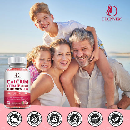 (2 Pack) Calcium Citrate 1200mg with Vitamin D3 Supplements Gummies for Women & Men, Calcium Gummies with Vitamin D3 K2, High Absorption