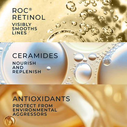 RoC Retinol Correxion Anti-Aging Wrinkle Night Serum, Retinol Serum for Face, Daily Treatment for Fine Lines, Post Acne Scars, 30 Capsules, Unscented, 0.35 Fl Oz