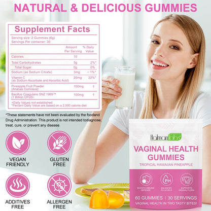 MXCZBSM Vaginal Probiotics for Women, PH Balance for Women, Hawaiian Pineapple Gummies for PH Health, Improve Immune, Women's Vaginal Health Supplement, 180 Gummies