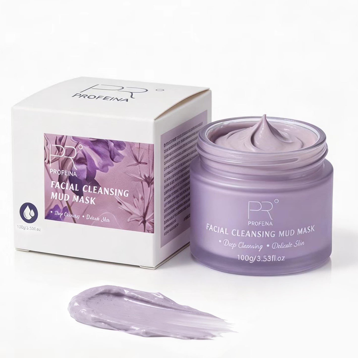 PROFEINA Clay Mask for Face, Non-Drying Facial Cleansing Mud Mask for Oily and Sensitive Skin, Deep Pore Cleansing Face Mask, Smooth Easy-Rinse Texture, Weekly Spa Skincare Routine, 4.23 Oz for Pores