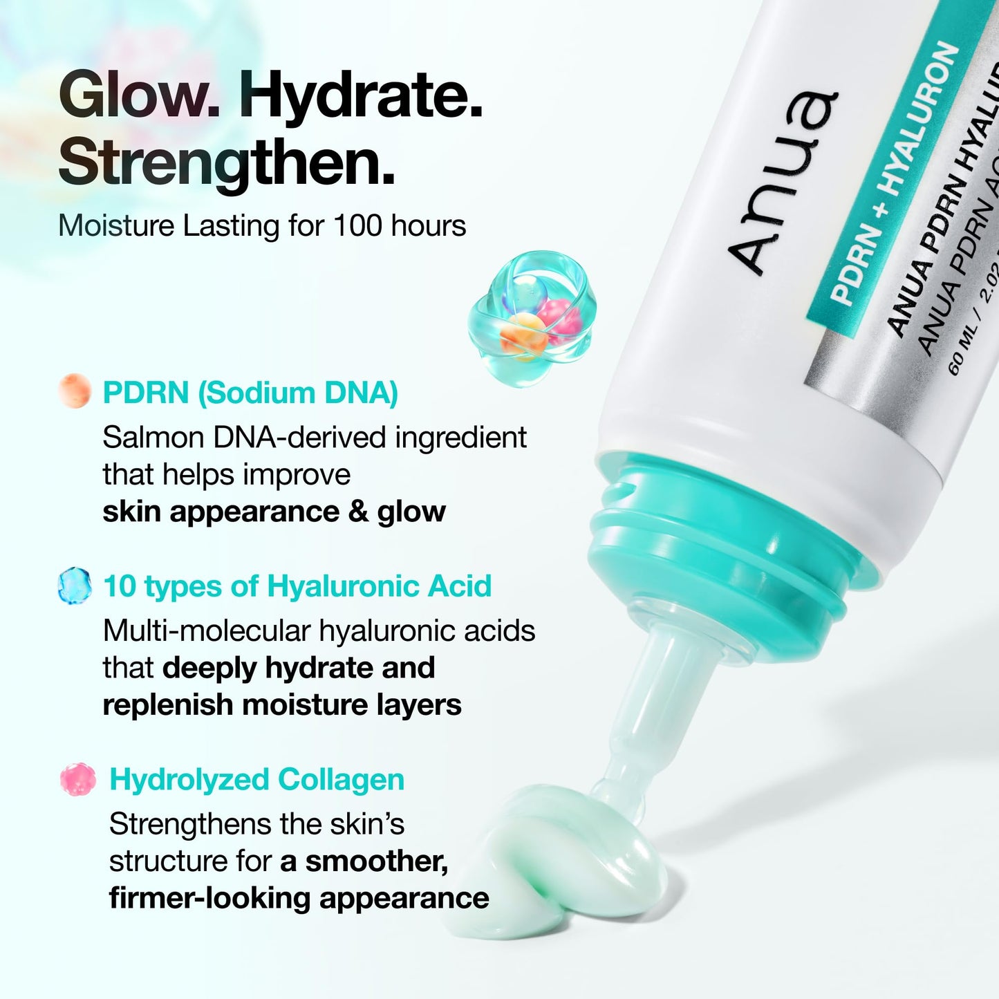 Anua PDRN Hyaluronic Acid 100 Moisturizing Cream, Lightweight, Non-Greasy Hydrating Face Moisturizer with Salmon DNA for Glass Skin, Korean Skincare (2.02 fl oz) ANUABuy Supplements Australia