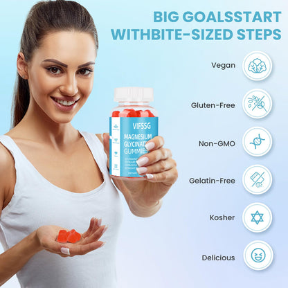 Magnesium Glycinate Gummies 400mg, Sugar Free Gummies with Magnesium L-Threonate 200mg - Magnesium Supplement Chewable Gummies for Women & Men Vegan, Organic Gummies 60 Count VIFSSGBuy Supplements Australia