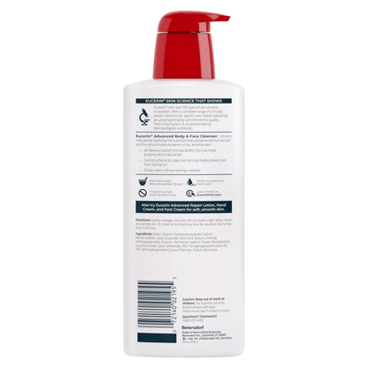 Eucerin Advanced Cleansing Body & Face Cleanser - Fragrance & Soap Free for Dry, Sensitive Skin - 16.9 fl. oz Bottle