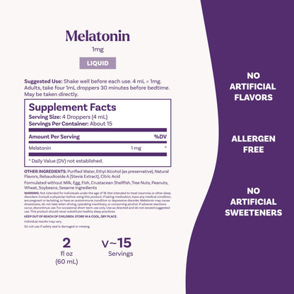 Natrol Liquid Melatonin 1 mg, Adult Melatonin Supplement to Fall Asleep Faster and Stay Asleep Longer, Wake Up Refreshed,