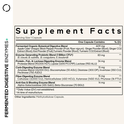 Codeage Fermented Digestive Enzymes Supplement 3-Month Supply - 14 Digestive Enzymes, Probiotics, Prebiotics, Fermented Botanicals, Plant-Based Multi Pancreatic Enzymes - 1 Capsule a Day - 90 Capsules CodeageBuy Supplements Australia