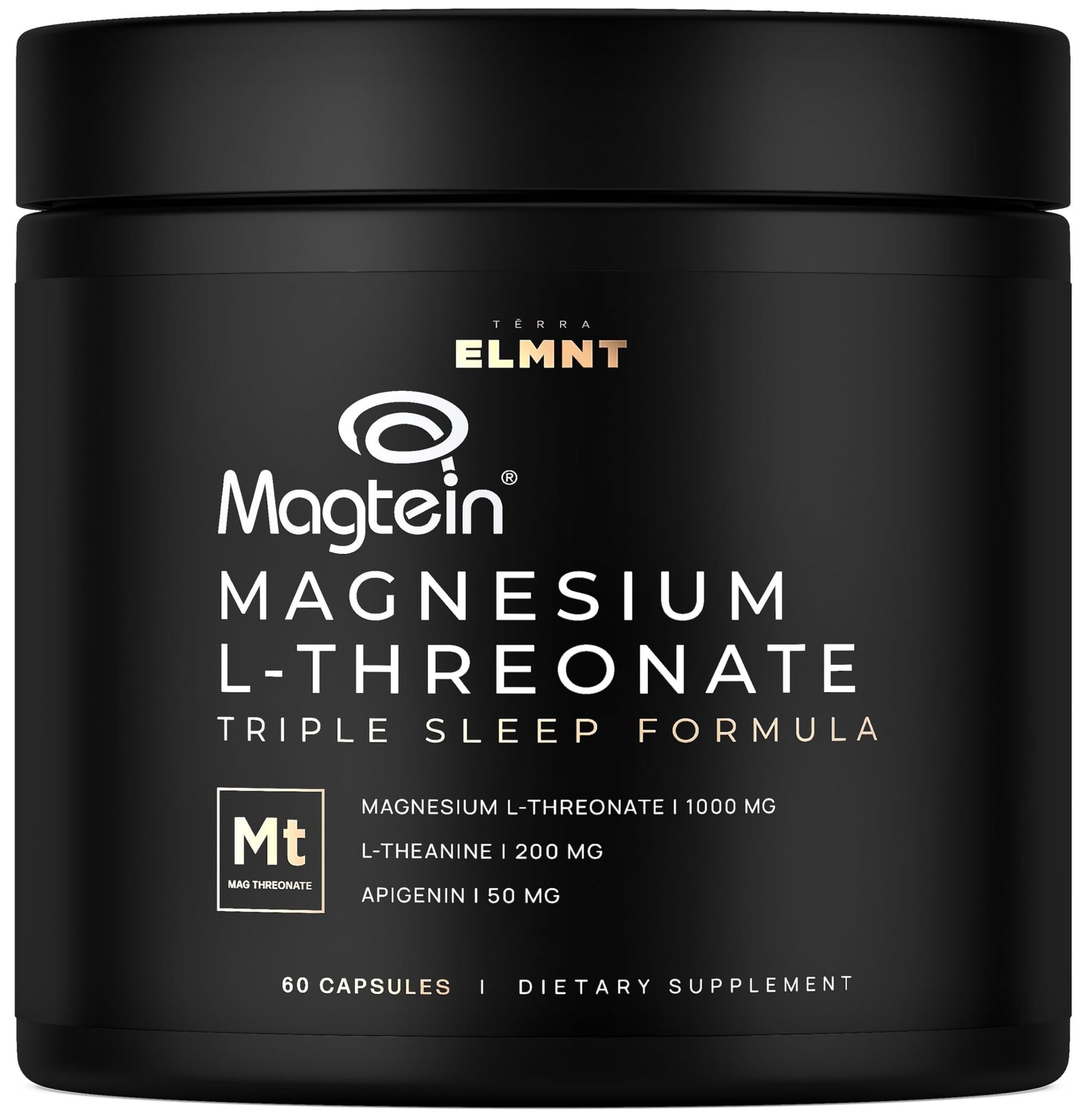 Triple Sleep Magnesium L-Threonate w. Apigenin, Theanine & Magtein Magnesium L Threonate - High Absorption Magnesium Supplement Capsules for Men and Women Magnesium Powder Pills TERRA ELMNT buy supplements Au