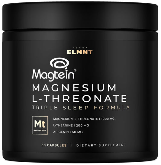 Triple Sleep Magnesium L-Threonate w. Apigenin, Theanine & Magtein Magnesium L Threonate - High Absorption Magnesium Supplement Capsules for Men and Women Magnesium Powder Pills TERRA ELMNT buy supplements Au