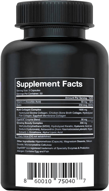 Vital Vitamins Multi Collagen Complex Plus - with Biotin, Hyaluronic Acid, Vitamin C - Type I, II, III, V, X - for Women & Men - Hair, Skin, Nails Beauty Complex - 150 Capsules Vital Vitamins buy supplements Au