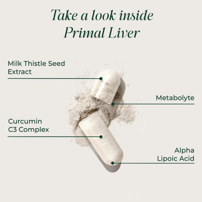 Primal Harvest Primal Liver Liver Supplement with, Alpha-Lipoic Acid, L-Cysteine HCL, L-Glutathione, Milk Thistle, and Spirulina