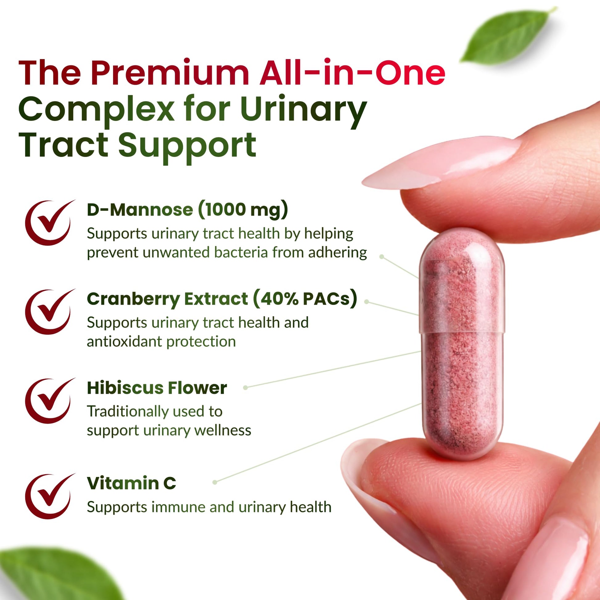 ForestLeaf D Mannose Supplements for Women & Men - D-Mannose 1000mg Capsules with Cranberry, Hibiscus & VIT C - DMannose Pills for UTI, Urinary Tract & Bladder Support - 120 Caps ForestLeafBuy Supplements Australia