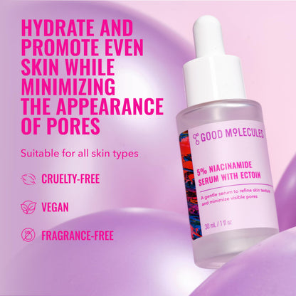 Good Molecules 5% Niacinamide Serum with Ectoin - Ultra Hydrating Serum to Target Enlarged Pores and Blemishes
