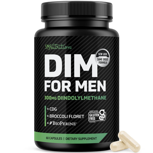 DIM Supplement for Men 300mg | Estrogen Blocker & Aromatase Inhibitor | Extra Strength Men’s Hormone Balance & Fitness Booster with Diindolylmethane Plus CDG