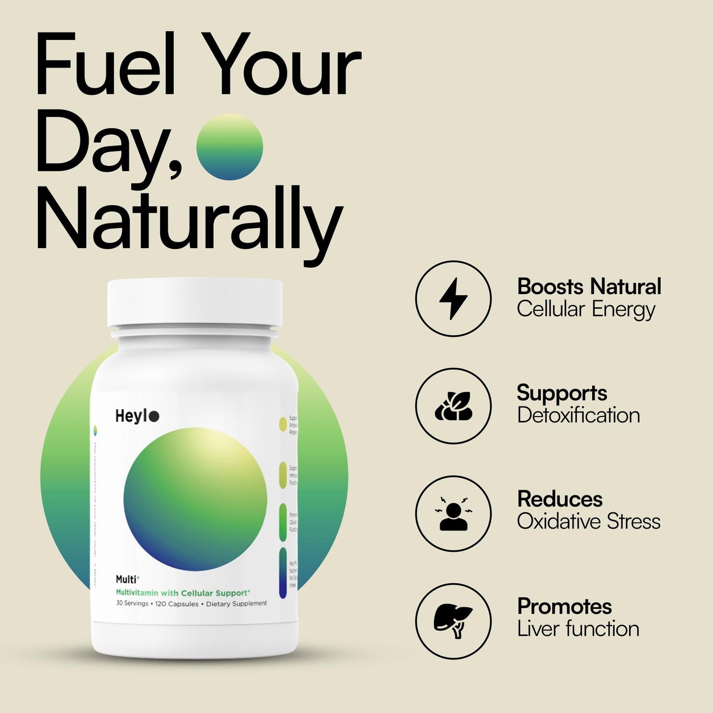 Heylo Multi+ Advanced Multivitamin Supplement – Boosts Energy, Enhances Immune Support, Provides Antioxidant Protection, Promotes Detoxification