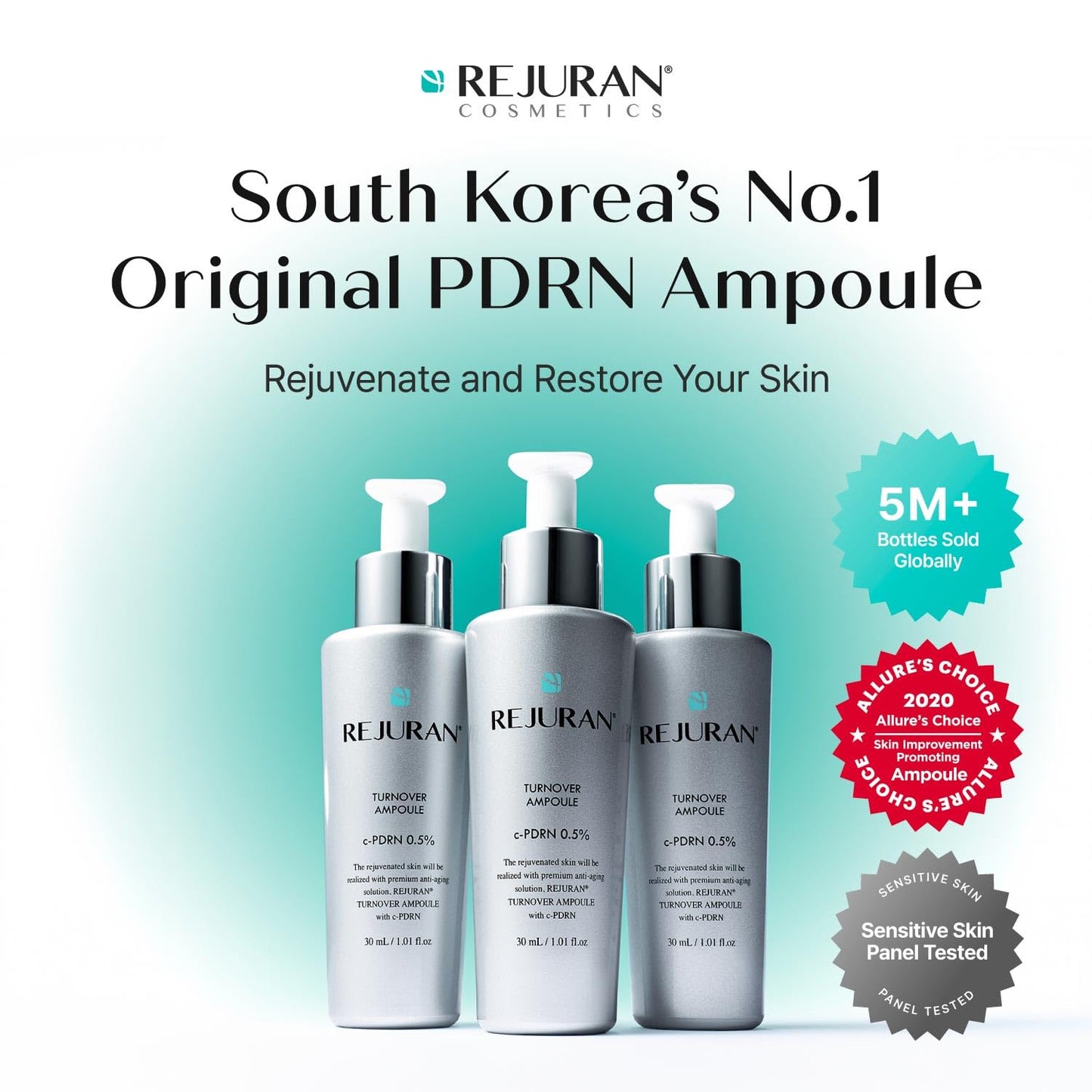 REJURAN® Turnover Ampoule, c-PDRN® – Original Salmon DNA PDRN Face Serum for Rejuvenation, Firming, Hydration & Youthful Glow