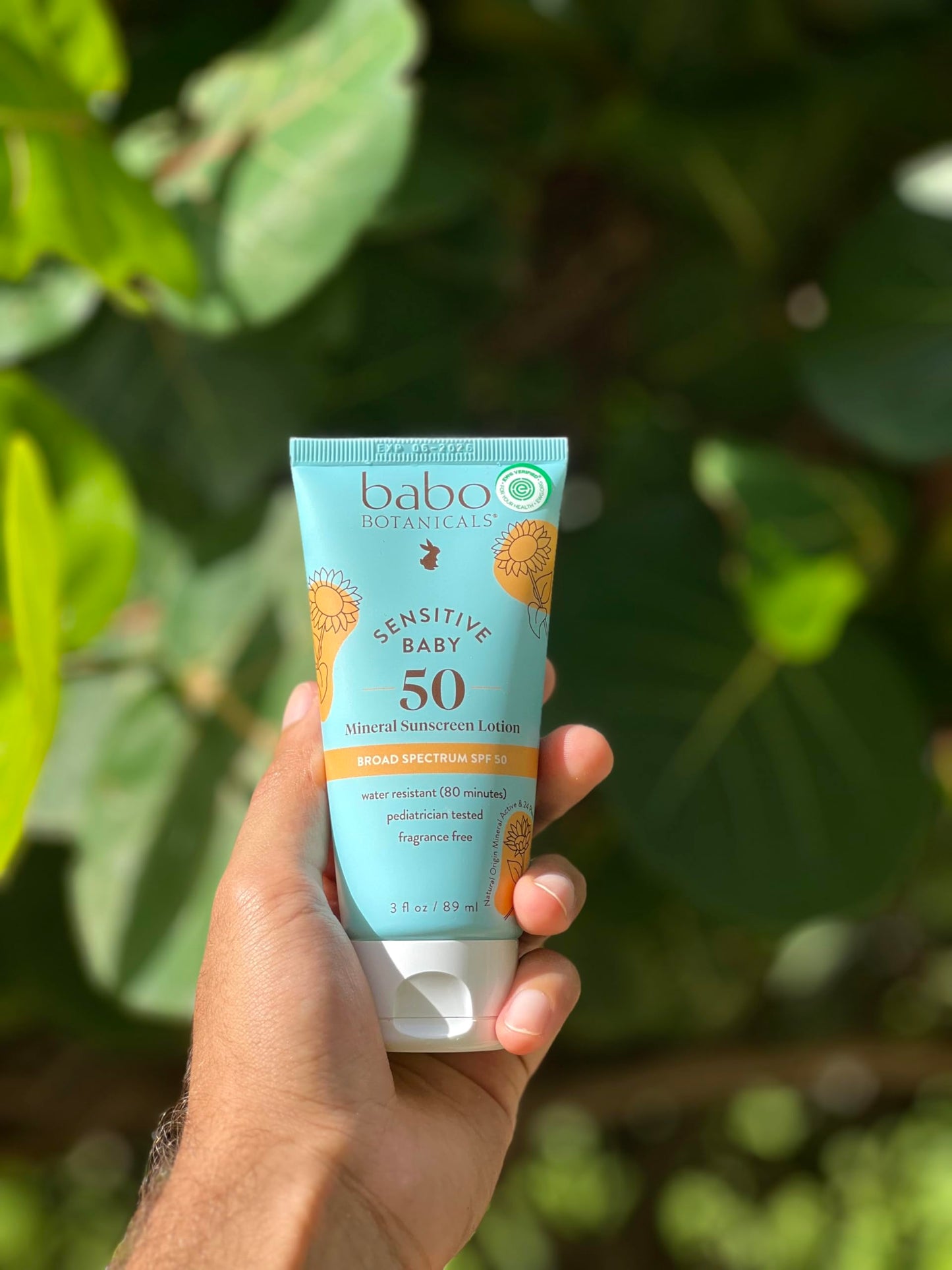Babo Botanicals Sensitive Baby Mineral Sunscreen Lotion SPF50 - Natural Zinc Oxide - Face & Body - Fragrance-Free - Water-Resistant