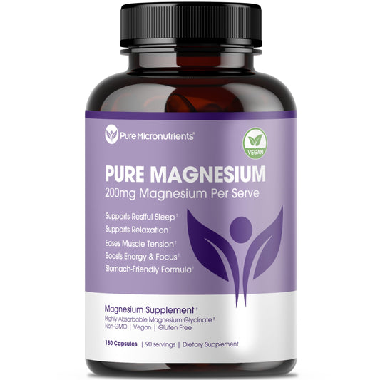 Pure Magnesium Glycinate Supplement – Highly Absorbable Chelated Magnesium to Support Sleep, Muscle & Nerve Health, Energy, Relaxation & Bone Health – 200mg Per Serving, 180 Capsules Pure MicronutrientsBuy Supplements Australia