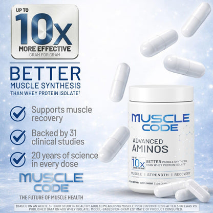 NAUTILUS Muscle Code Essential Amino Acid Capsules – Muscle Synthesis & Repair & Strength – Unflavored – 30 Servings – Clinically Studied – 0g Sugar, Keto, Vegan, Gluten Free, Dairy Free NAUTILUSBuy Supplements Australia
