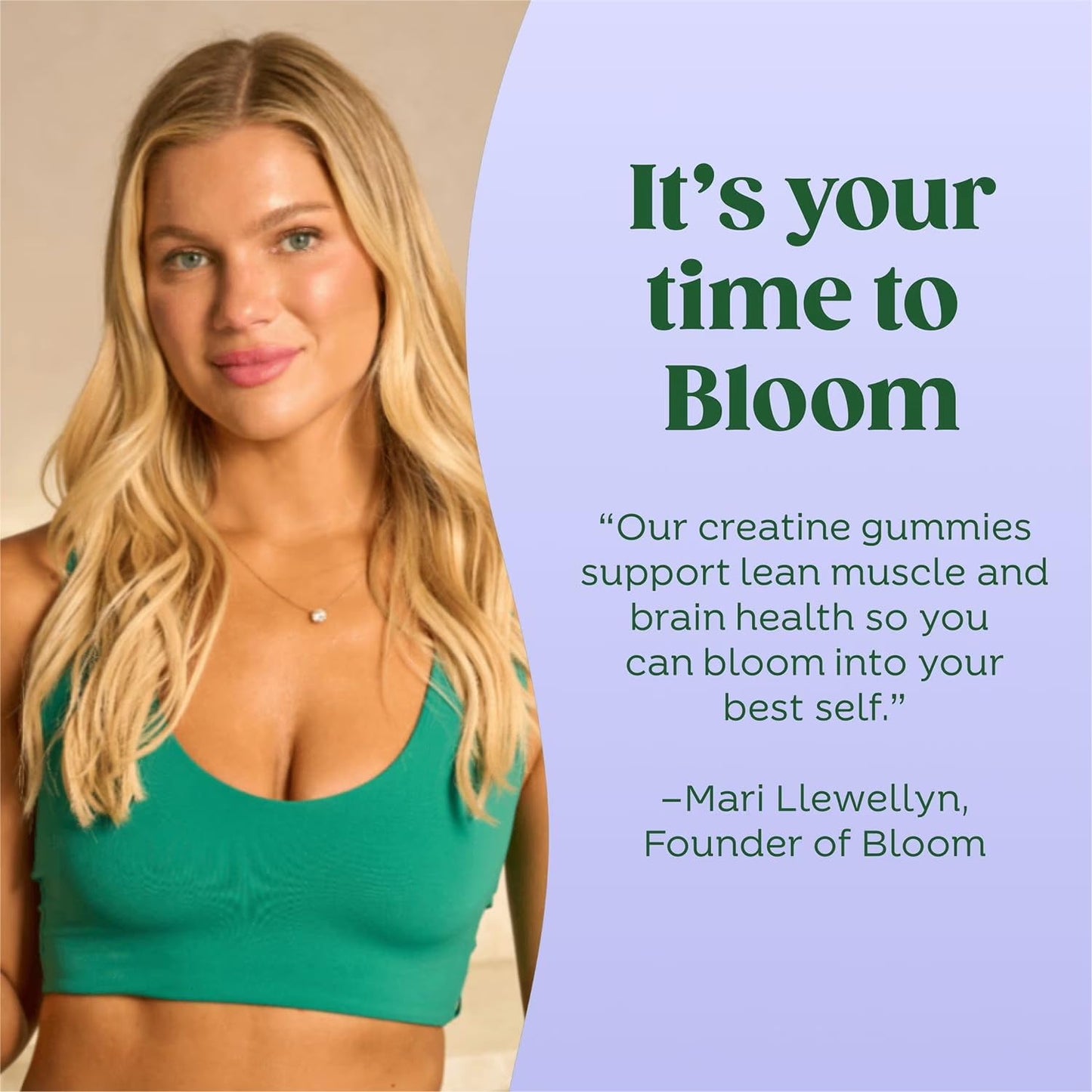 Bloom Creatine Monohydrate Gummies, 5g Per Serving, Sugar Free Creatine Gummy for Workout, Strength, Cognitive Health & Lean Muscle Support, Gluten Free & Non GMO,
