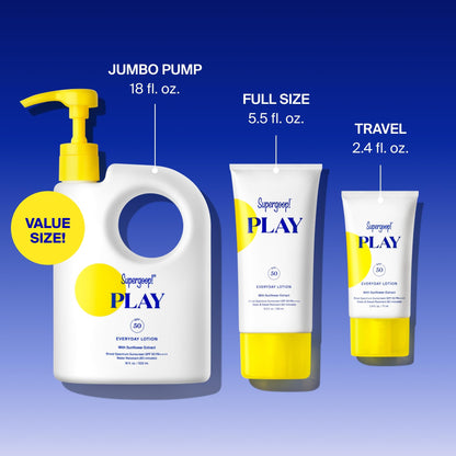 Supergoop! PLAY Everyday Lotion SPF 50 - Broad Spectrum Body & Face Sunscreen - Great for Active Days - Fast Absorbing