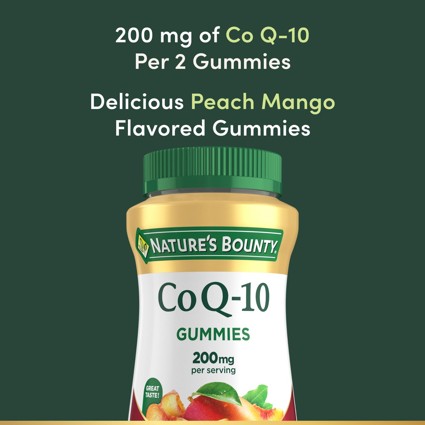Nature's Bounty CoQ10 Gummies, Supports Heart Health, CoQ10 200mg, Peach Mango Flavor, 60 Count