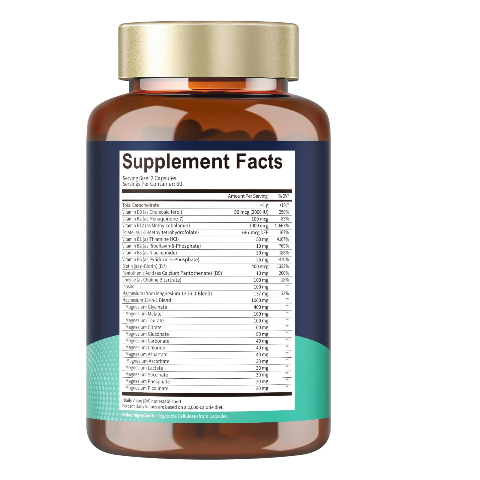 25-in-1 Magnesium Complex with Methylated B Complex Magnesium Glycinate Citrate Malate Taurate Gluconate Aspartate Carbonate D3 K2, Magnesium Supplement for Relaxation Energy & Nerve, 120 Vegan Caps Totaria buy supplements Au