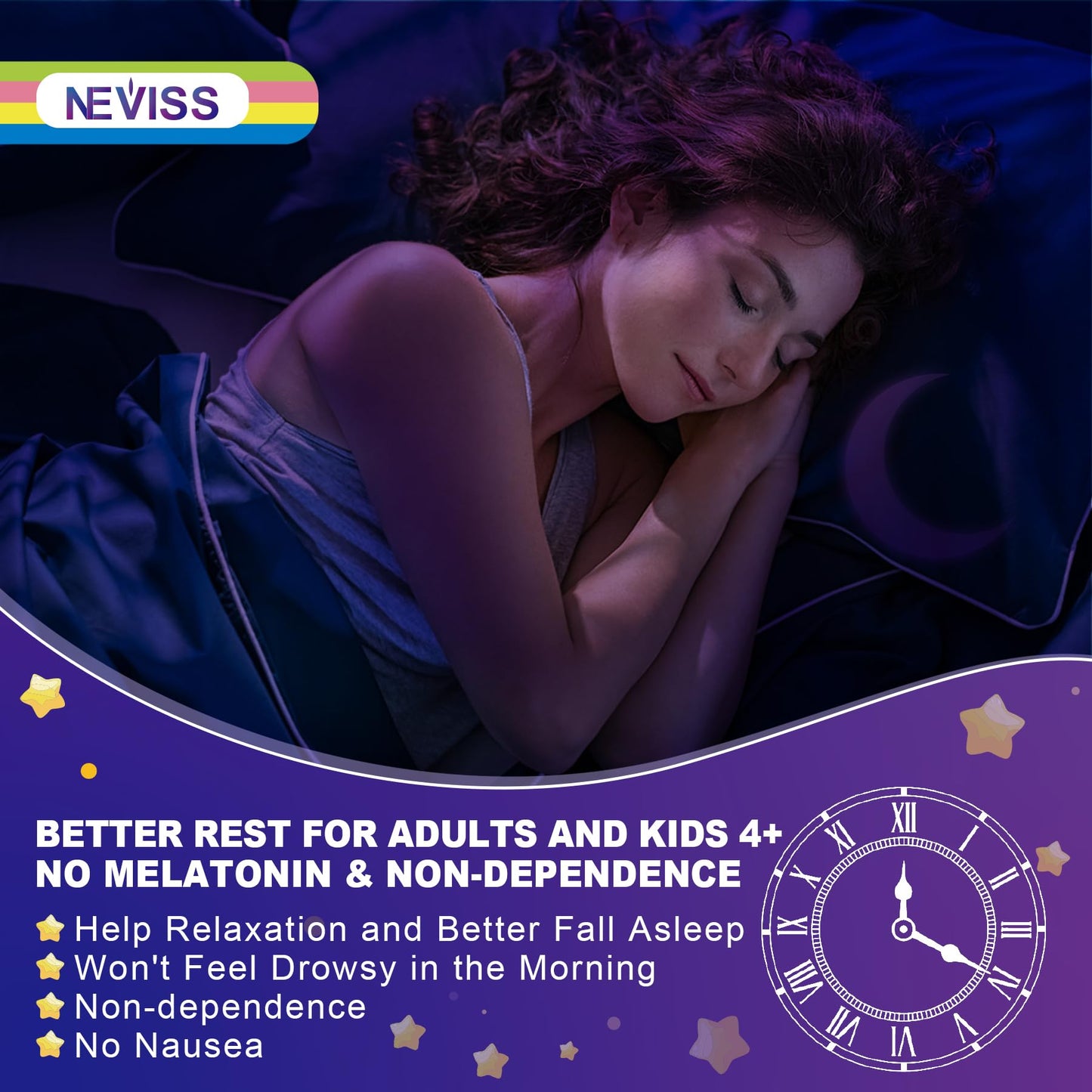 Neviss Magnesium Glycinate + Calcium Filled Gummies for Adults and Kids 4+, Kids Sleep Gummies Melatonin Free, Sugar Free Magnesium Supplement with B6 D3, L-Theanine for Zzz & Relax, Brain,Bone,Muscle NEVISSBuy Supplements Australia
