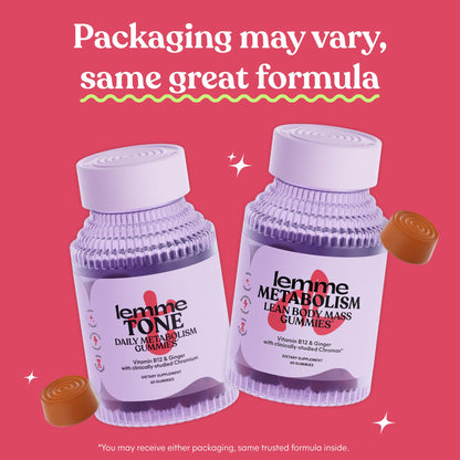 Lemme Tone Metabolism Gummies, Apple Cider Vinegar, Clinically Studied Chromium, B12, Ginger Root Extract, Promote Lean Body Mass