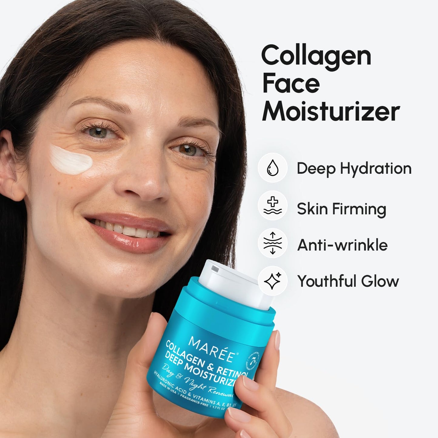 MAREE Face Moisturizer Retinol Cream for Face – Daily Wrinkle Cream for Women – Anti-Aging Face Cream – Facial Moisturizer with Collagen