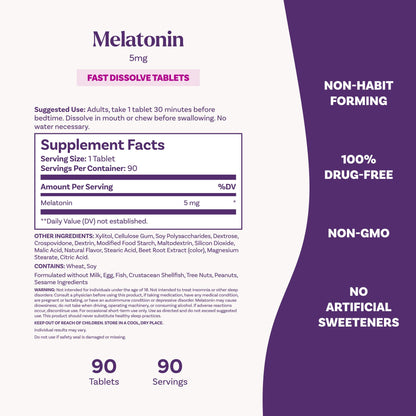 Natrol 5mg Fast Dissolve Tablets Melatonin Strawberry Flavor