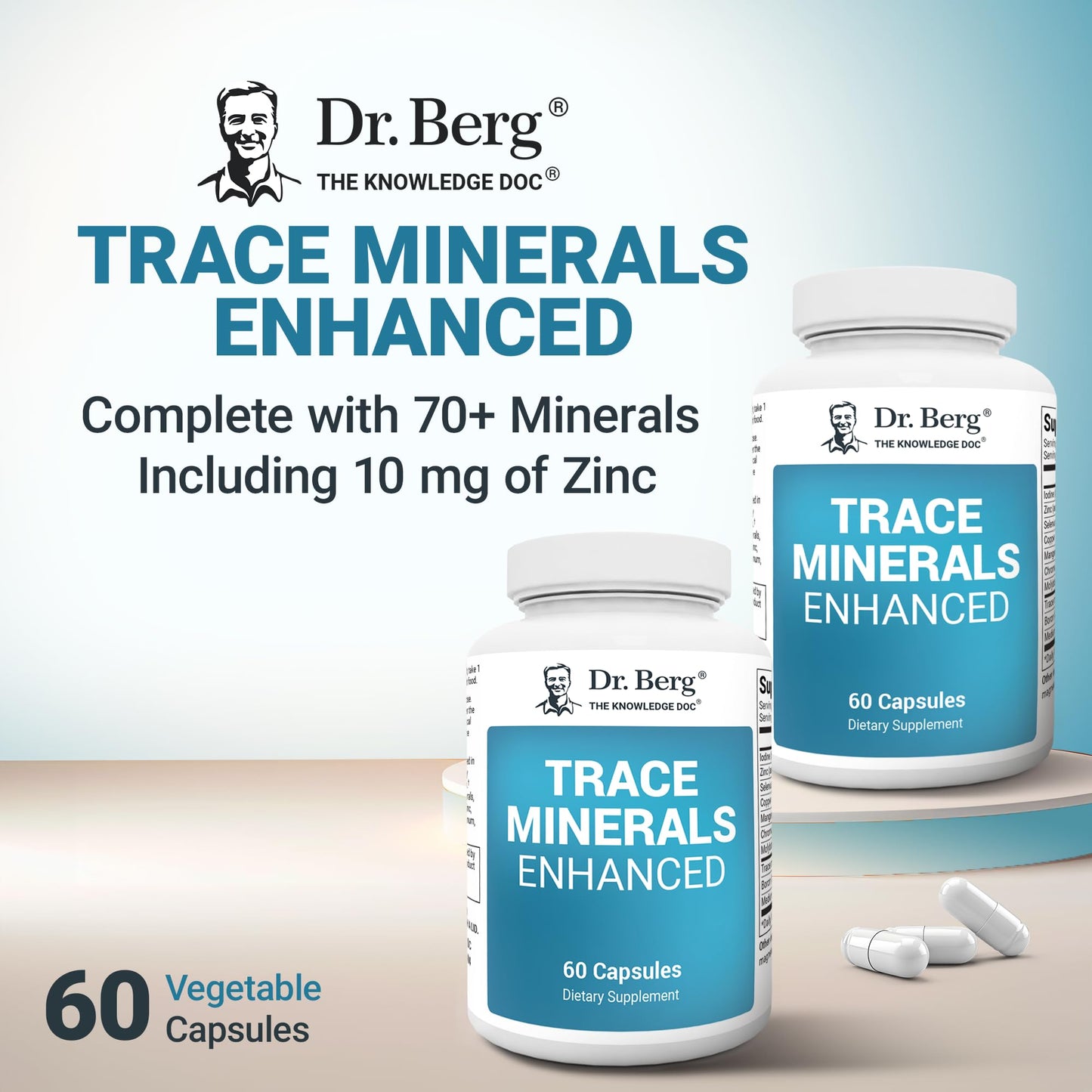 Dr. Berg Trace Minerals Enhanced Complex - Complete with 70+ Minerals Including 10 mg of Zinc - Dietary Supplement - 60 Capsules Dr. Berg NutritionalsBuy Supplements Australia