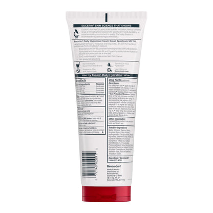 Eucerin Daily Hydration Broad Spectrum SPF 30 Sunscreen Body Cream for Dry Skin, Fragrance Free Sunscreen Moisturizer, 8 Oz Tube