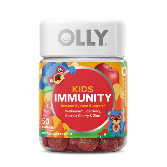OLLY Kids Immunity Gummy, Immune Support, Wellmune, Elderberry, Vitamin C, Zinc, Chewable Supplement, Cherry - 50 Count OLLYBuy Supplements Australia