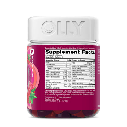 OLLY Women's Daily Multivitamin Gummy, Vitamins A, D, C, E, Biotin, Folic Acid, Adult Chewable Vitamin
