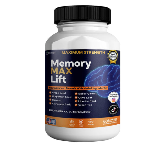 GREENVIFY Memory MAX Lift Brain Support Supplement, 60 Capsules, with Vitamins and Herbal Blend, 30 Day Supply (1) GREENVIFYBuy Supplements Australia