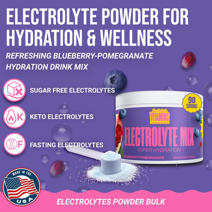 Dr. Price’s Electrolytes Powder Bulk – Blueberry Pomegranate, 90 Servings | Sugar Free Hydration Drink Mix with 72+ Trace Minerals, Manganese | Keto Electrolytes