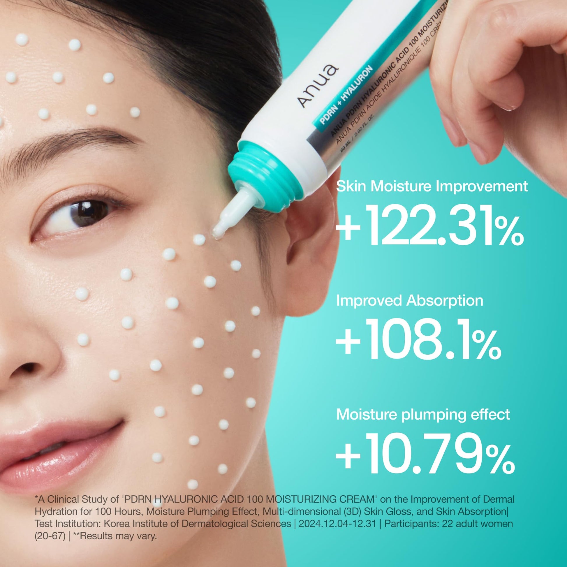Anua PDRN Hyaluronic Acid 100 Moisturizing Cream, Lightweight, Non-Greasy Hydrating Face Moisturizer with Salmon DNA for Glass Skin, Korean Skincare (2.02 fl oz) ANUABuy Supplements Australia