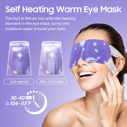 BeHoomi Steam Eye Mask, 10 Packs Heated Eye Mask, Self Heating Disposable SPA Warm Compress for Eyes Sleep Mask, Travel Essentials
