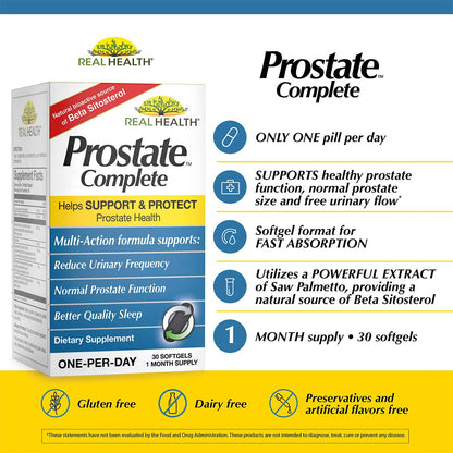 Real Health The Prostate Formula - Prostate Health Supplements for Men, Saw Palmetto Formula for Healthy Bladder and Urinary Support,