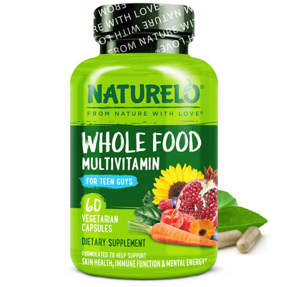 NATURELO Teen Multivitamin - Whole Food Multivitamin for Teenage Boys - Minerals Supplement for Active Kids