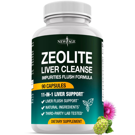 NEW AGE Liver Cleanse & Repair - Help Support Gut Health, and Energy - Zeolite for Adults with Noni, Glutathione, NAC, Chlorella, Spirulina, ALA, Cilantro, Milk Thistle & Shilajit - 60 Count NEW AGE buy supplements Au