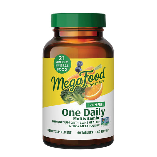MegaFood One Daily multivitamin bottle on a white background