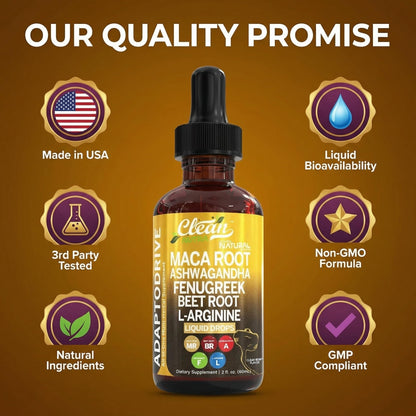 Clean Nutra Organic Maca Root Liquid Drops with Ashwagandha, Fenugreek, Beet Root and L-Arginine Liquid Multivitamin