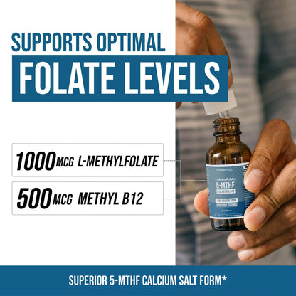 Organic Methyl Folate 1000 mcg + Methyl B12 Cofactor (300 Servings) – Metabolically Active 5-MTHF Form, Organic Berry Flavor