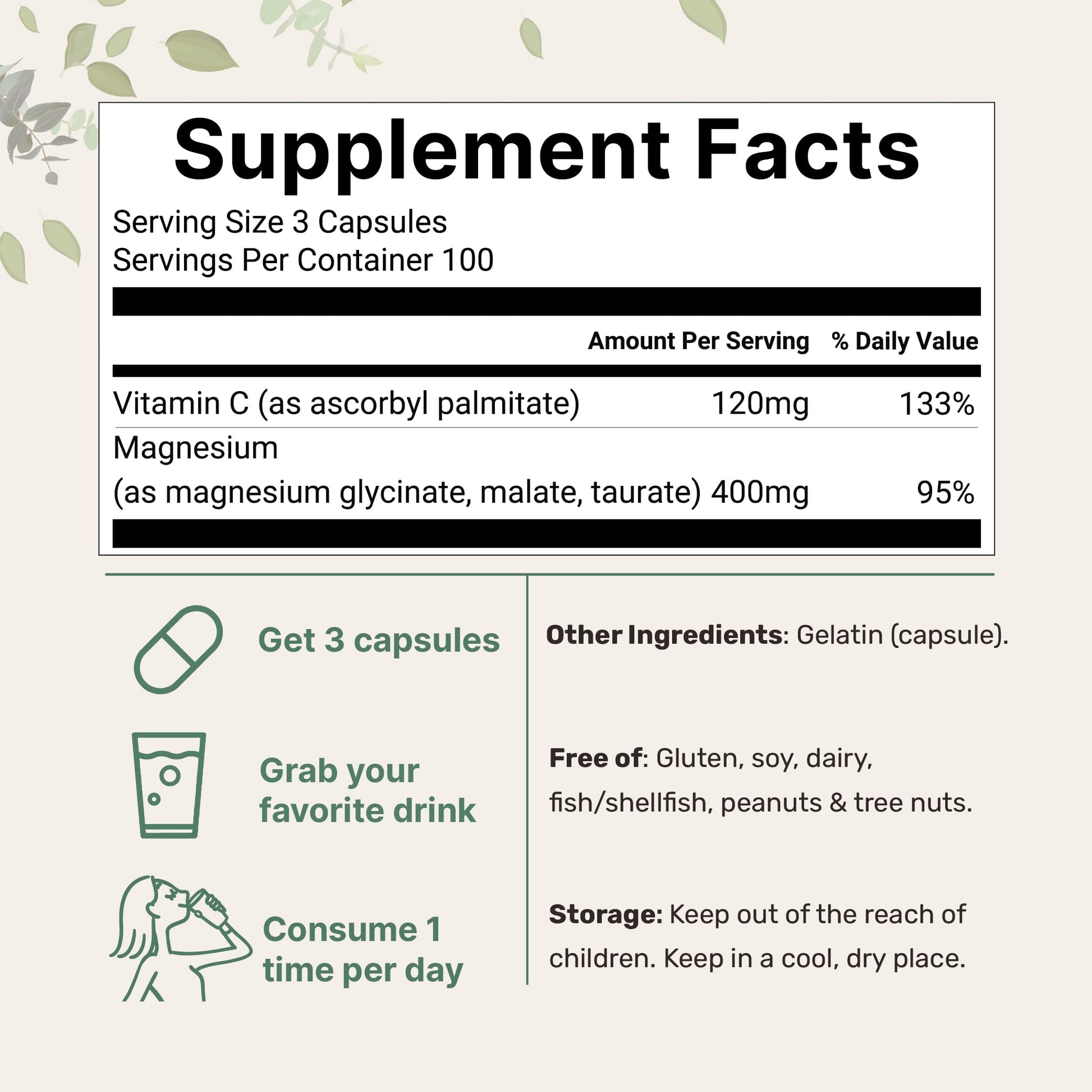 Micro Ingredients Pure Magnesium Complex, 300 Capsules | Triple Magnesium Glycinate, Malate, Taurate with Vitamin C | 100% Chelated | Supports Muscles, Nerves, & Energy | Only Active Ingredients Micro Ingredients buy supplements Au