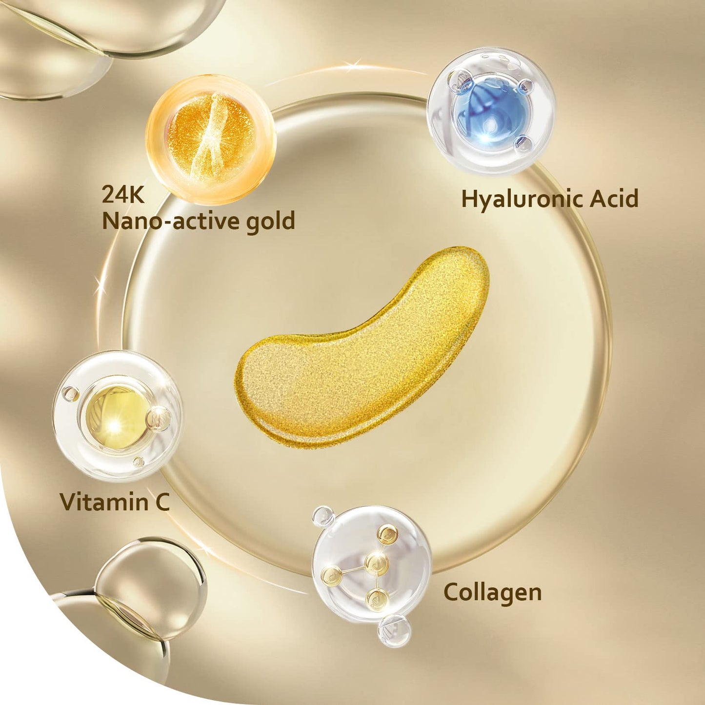 Taimand Under Eye Patches (30 Pairs), 24K Gold Under Eye Mask for Puffy Eyes, Dark Circles,Bags and Wrinkles with Collagen