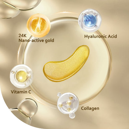 Taimand Under Eye Patches (30 Pairs), 24K Gold Under Eye Mask for Puffy Eyes, Dark Circles,Bags and Wrinkles with Collagen
