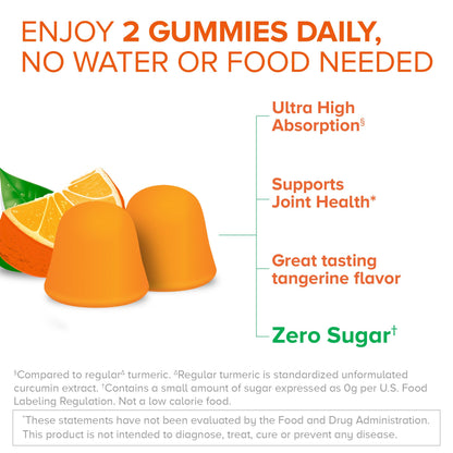 Qunol Zero Sugar Turmeric Gummies, Gummy with 500mg Turmeric Curcumin, Joint Support Supplement, Ultra High Absorption Tumeric Curcumin,