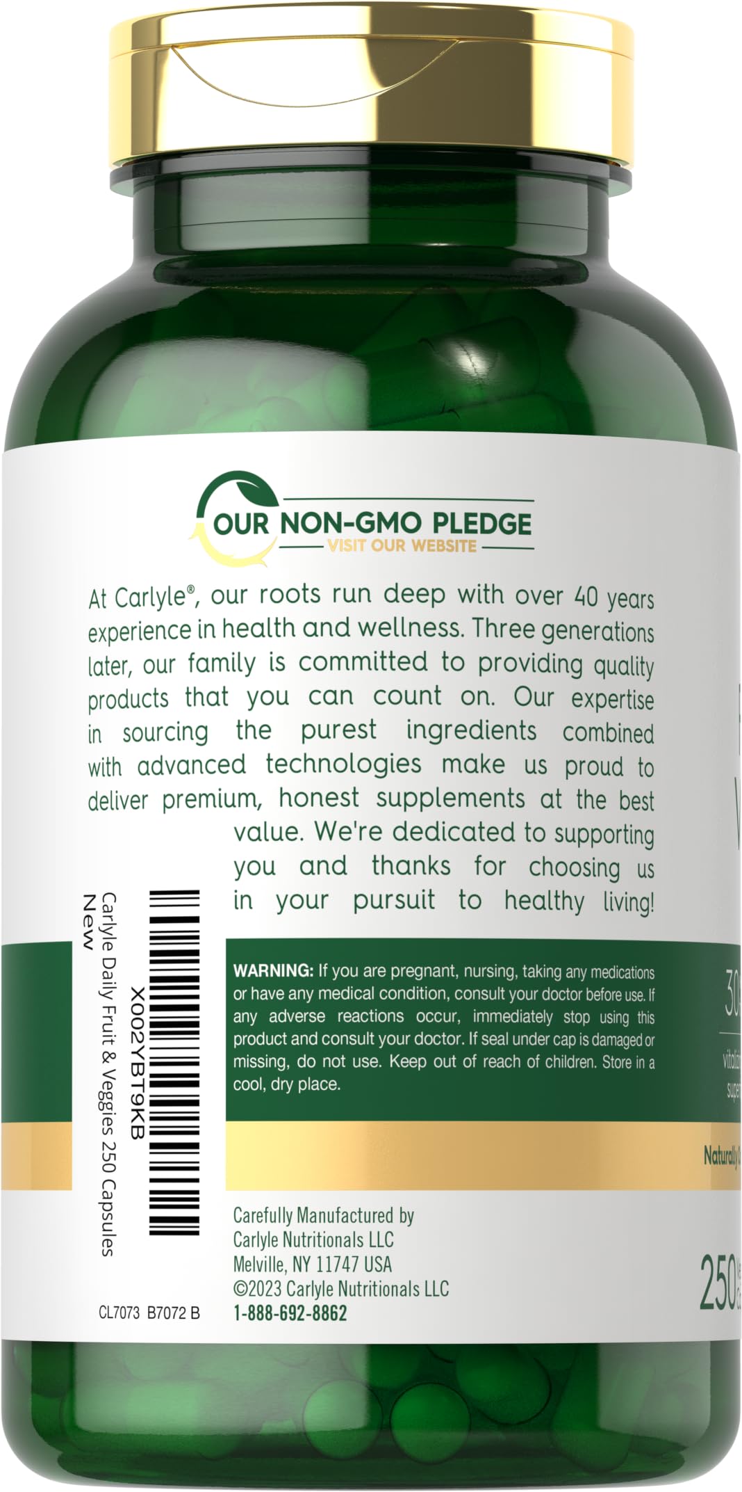 Carlyle Fruits and Veggies Supplement | 250 Capsules | Made with 30 Fruits and Vegetables | Vegetarian, Non-GMO, Gluten Free Superfood Formula CarlyleBuy Supplements Australia