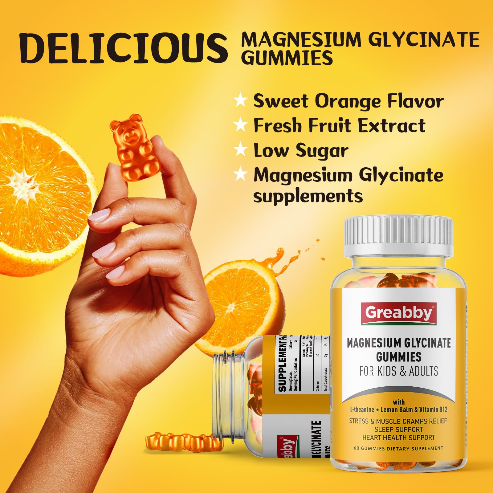 Magnesium Glycinate Gummies for Kids & Adults - Magnesium Glycinate 300mg Chewable Supplement - Promotes Sleep, Muscle, Relaxation (60Count) GREABBYBuy Supplements Australia